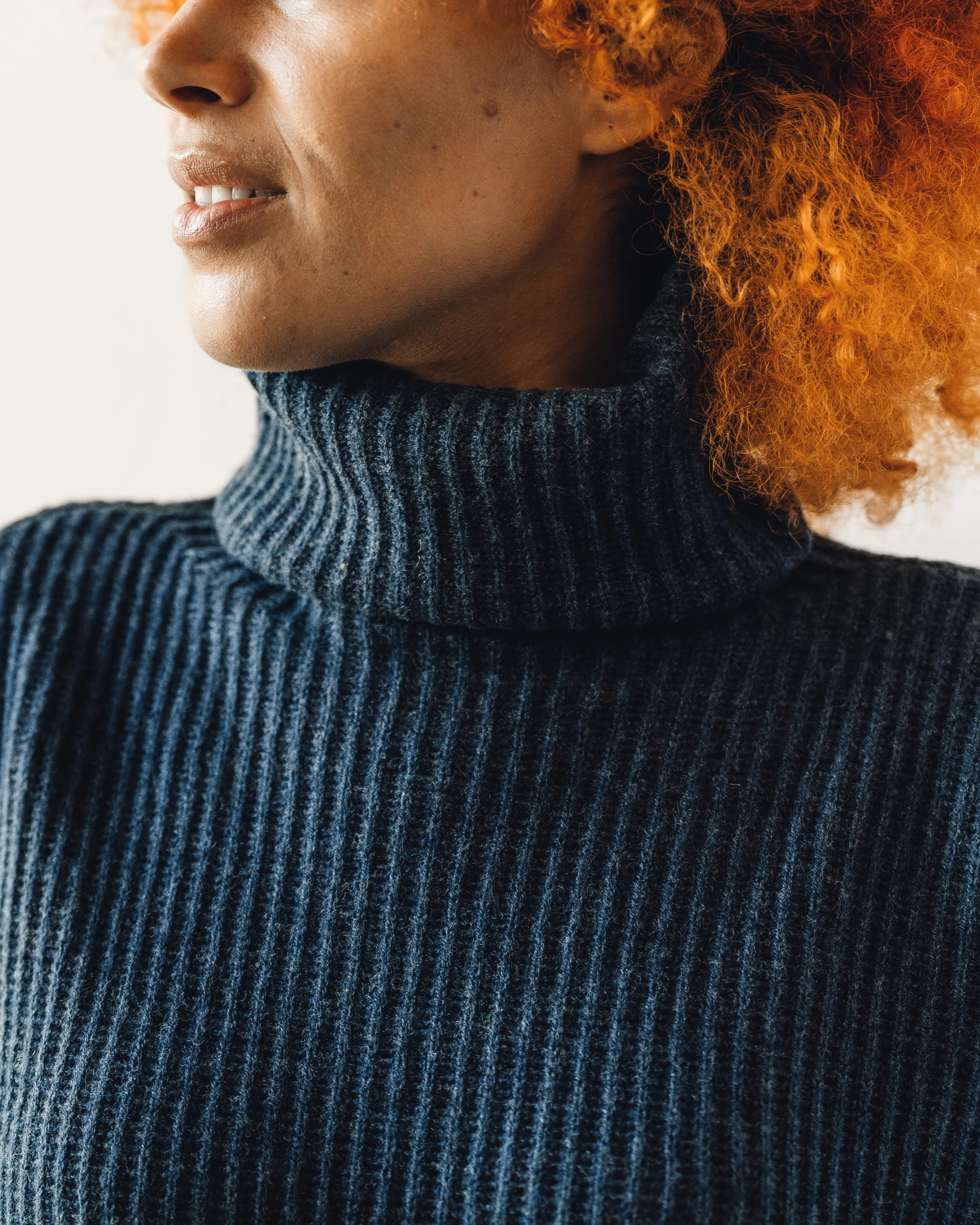 7115 Color-blocked Turtleneck, Navy