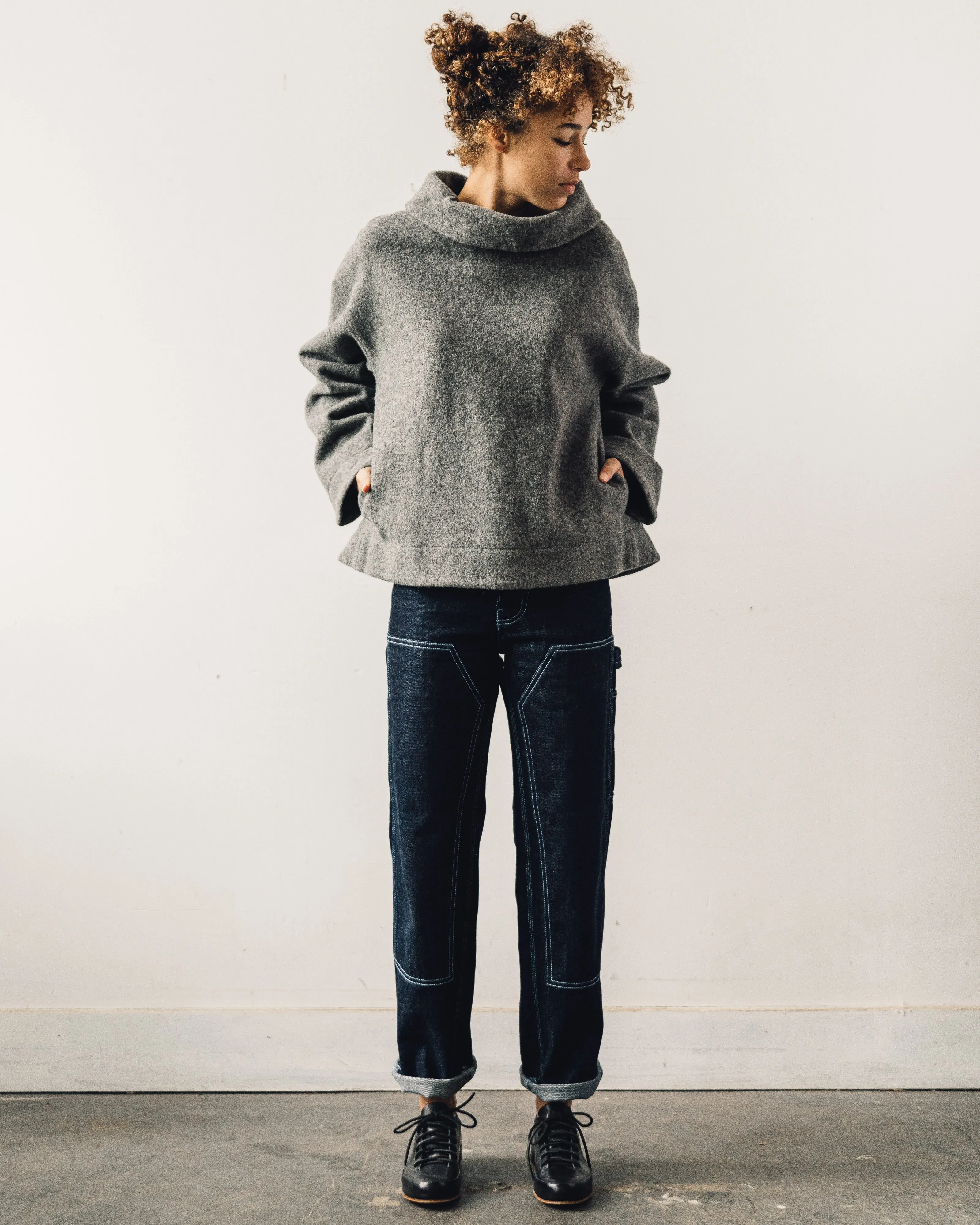 7115 Funnel Heavy Wool Jumper, Gray