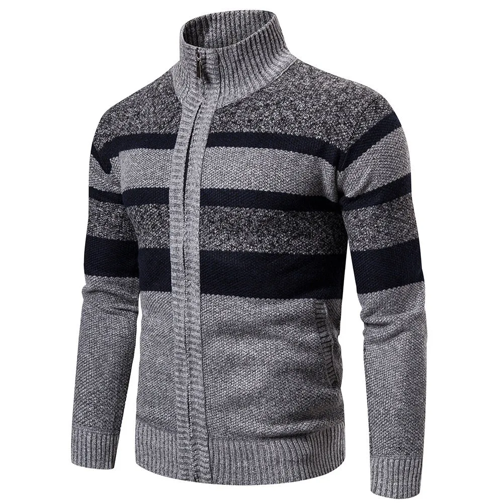 Advbridge New Autumn Winter Cardigan Men Sweaters Jackets Coats Fashion Striped Knitted Cardigan Slim Fit Sweaters Coat Mens Clothing