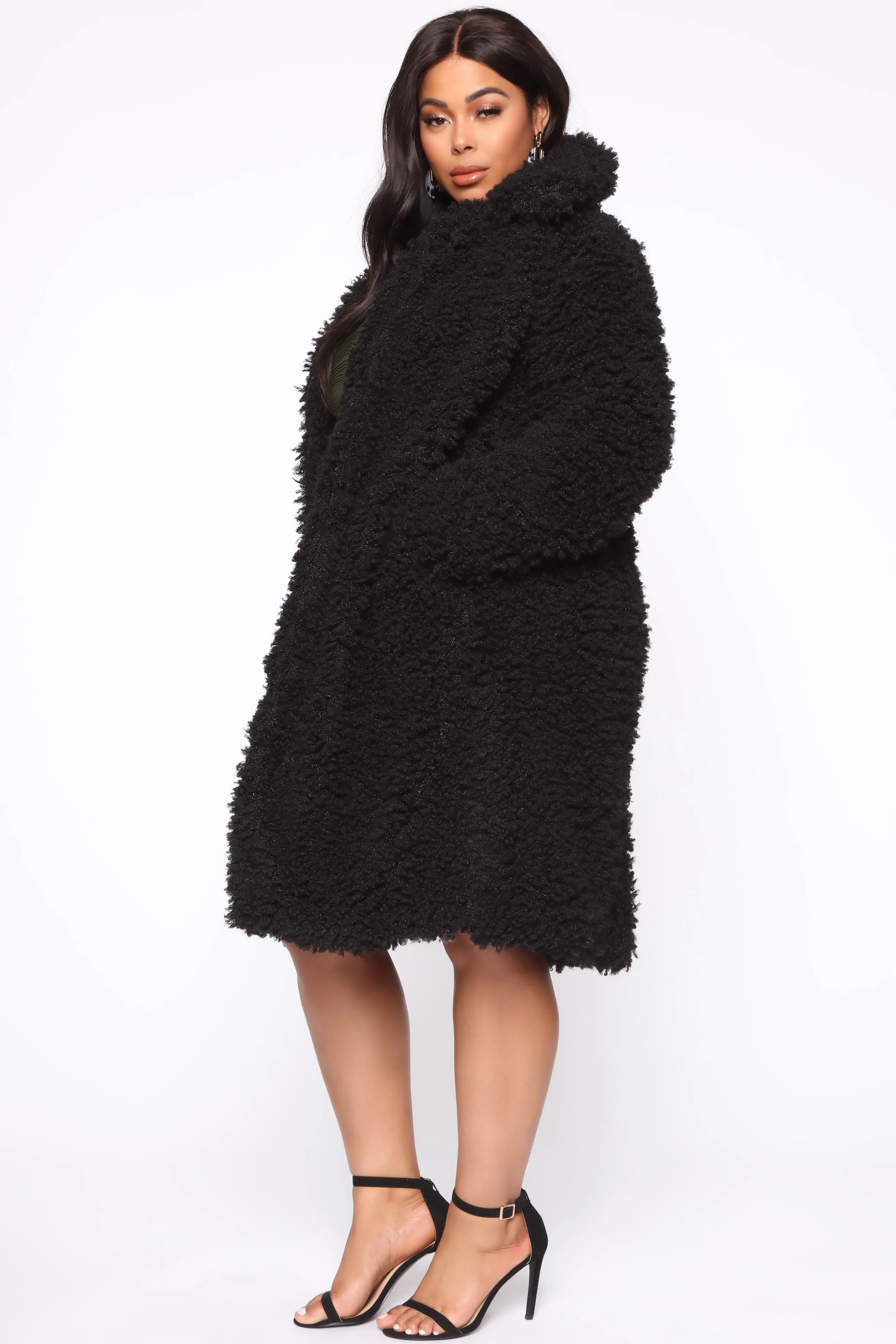 All About Me Fuzzy Coat - Black