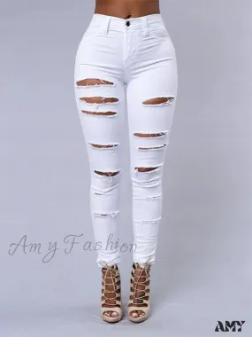 Amy Fashion - Hot Sale Ripped Jeans