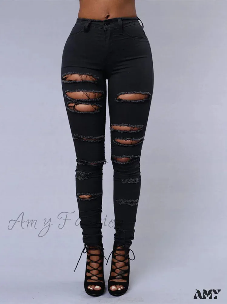 Amy Fashion - Hot Sale Ripped Jeans