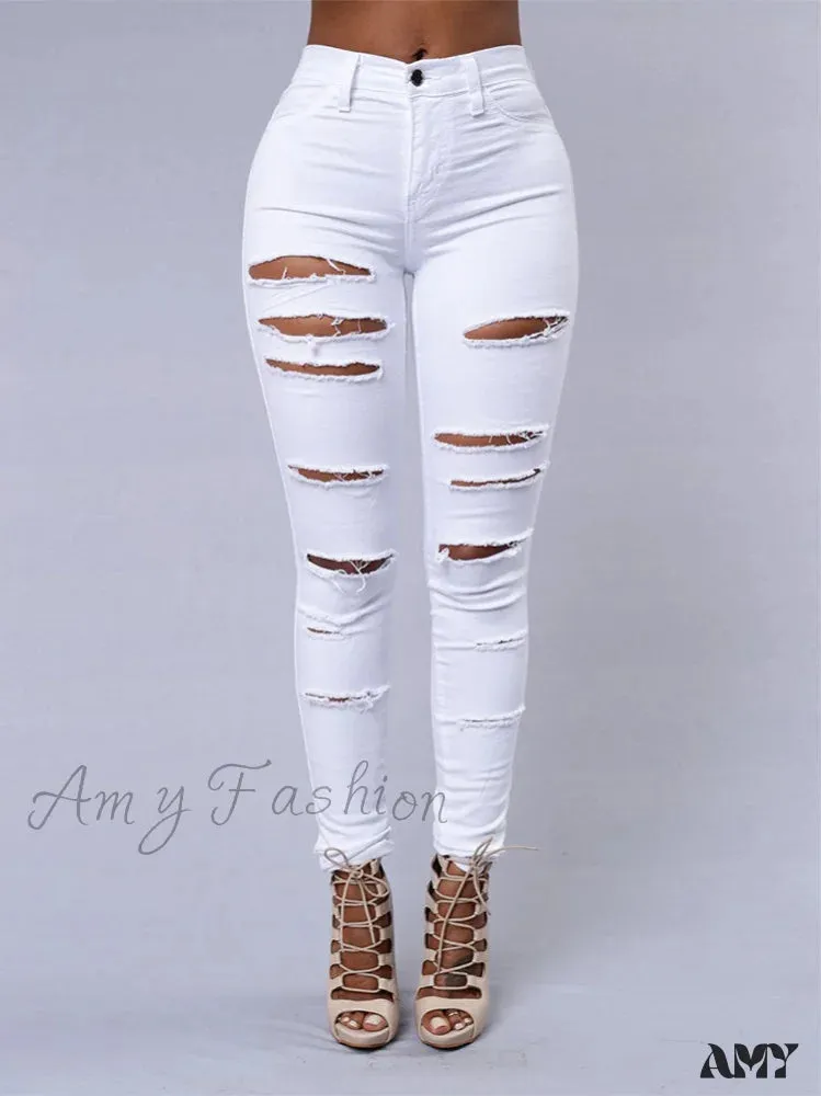 Amy Fashion - Hot Sale Ripped Jeans