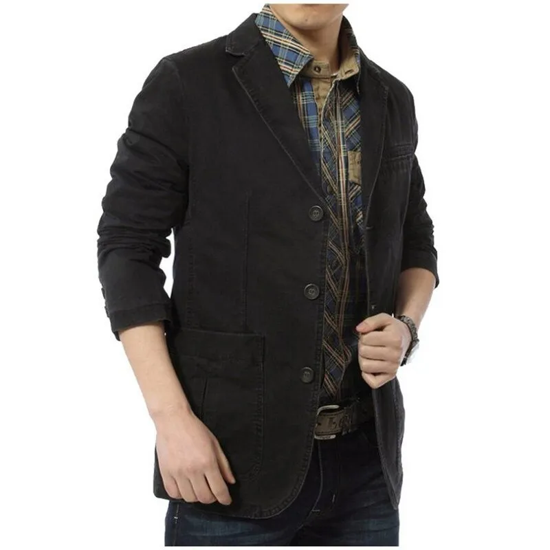 Blazer Men Spring Autumn Casual Cotton Denim Jackets