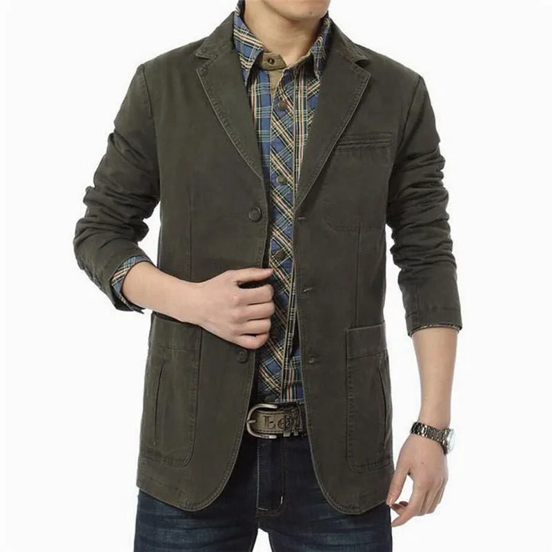 Blazer Men Spring Autumn Casual Cotton Denim Jackets