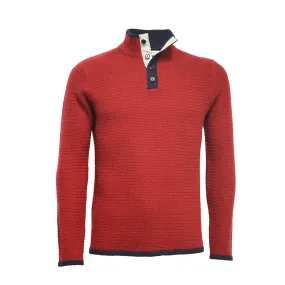 Bordeaux Cashmere Sweater Button Neck Whistler in Herringbone stitch