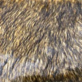 Camel Black Frost Tipped Husky Faux Fur Fabric