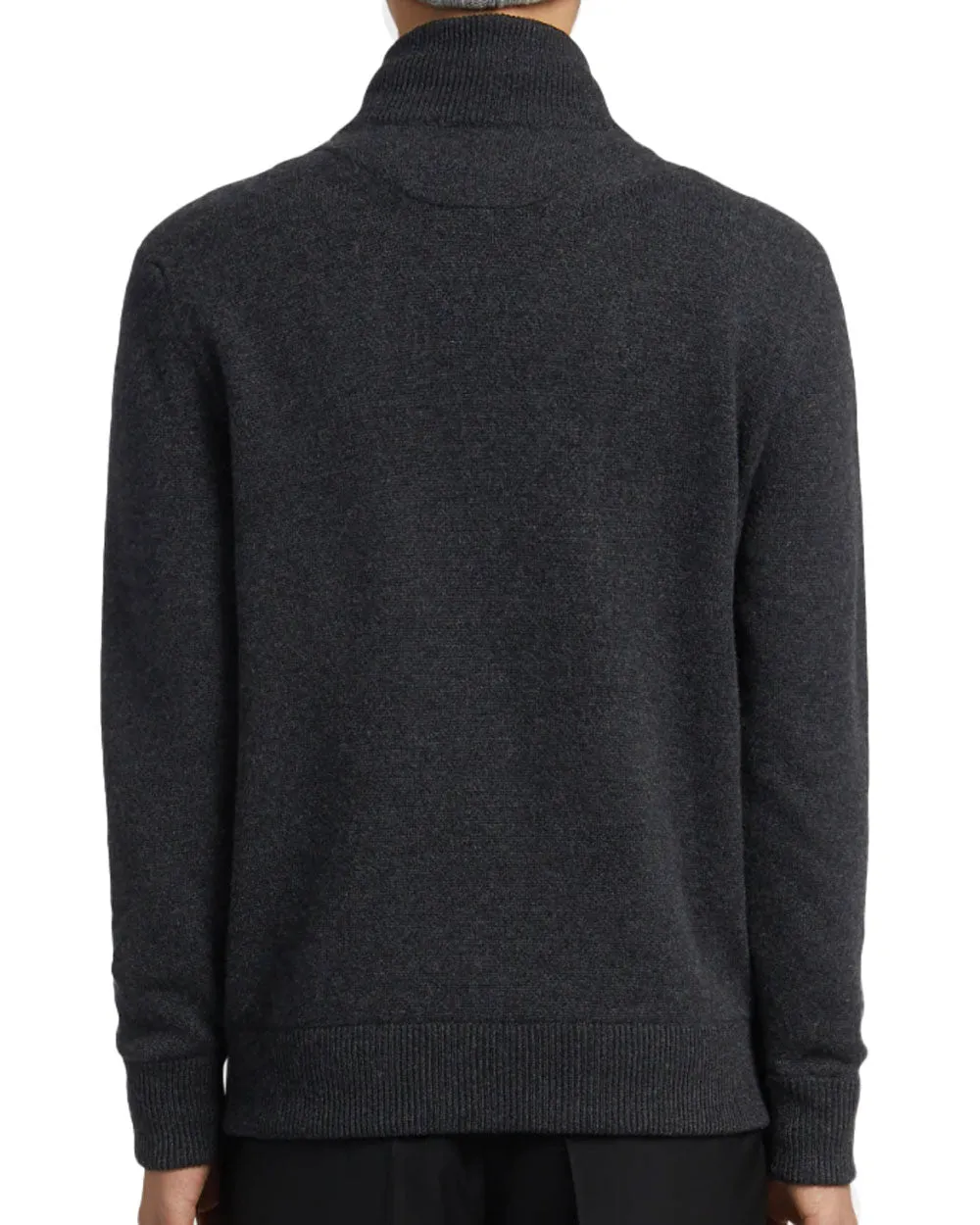 Cashmere Zip Mock Sweater in Dark Grey