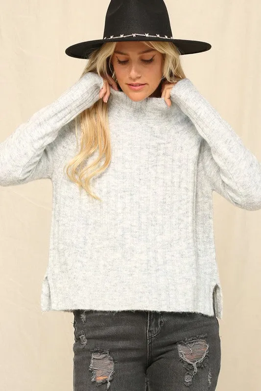 Classic Mock Neck Sweater // Stone or Grey