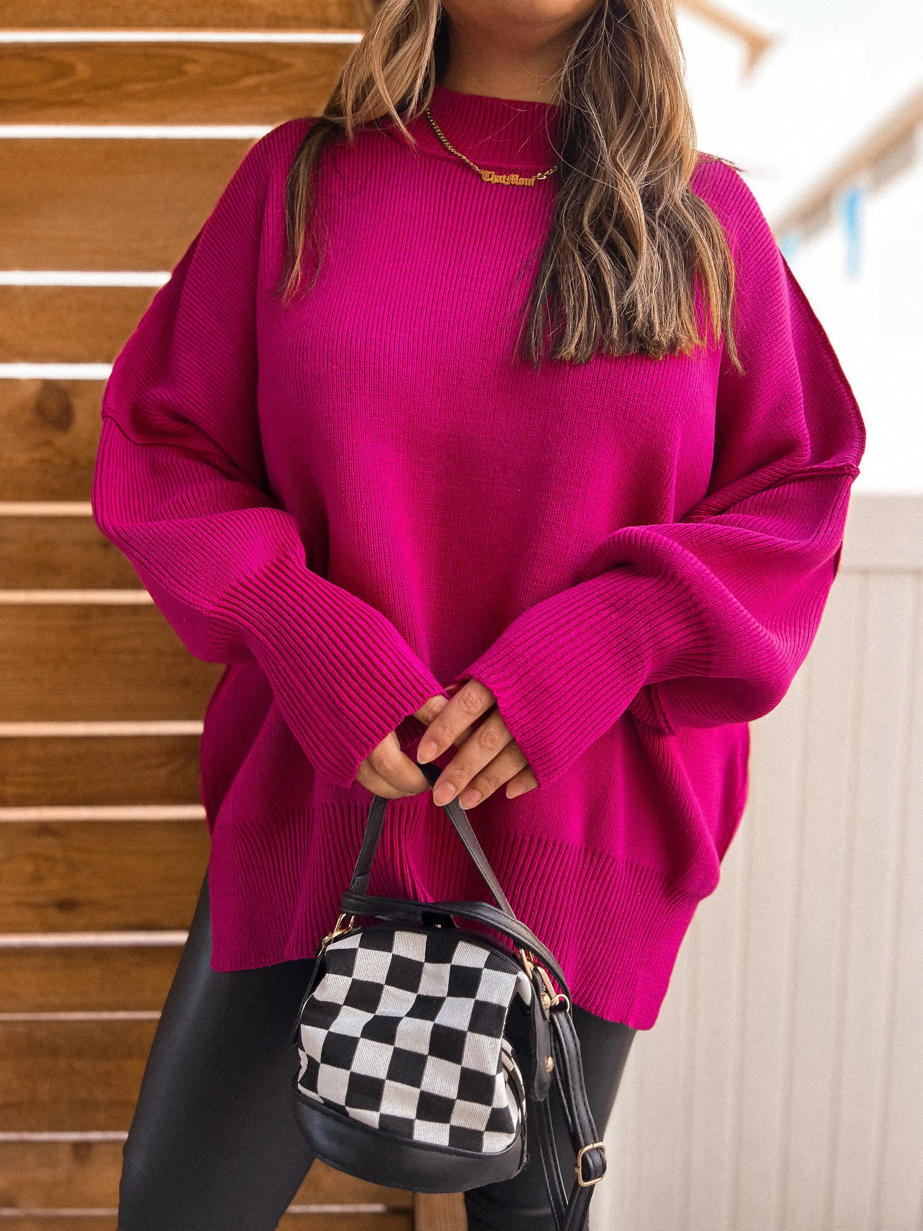 cold like my iced coffee oversized sweater (MAGENTA) *XS-XL*