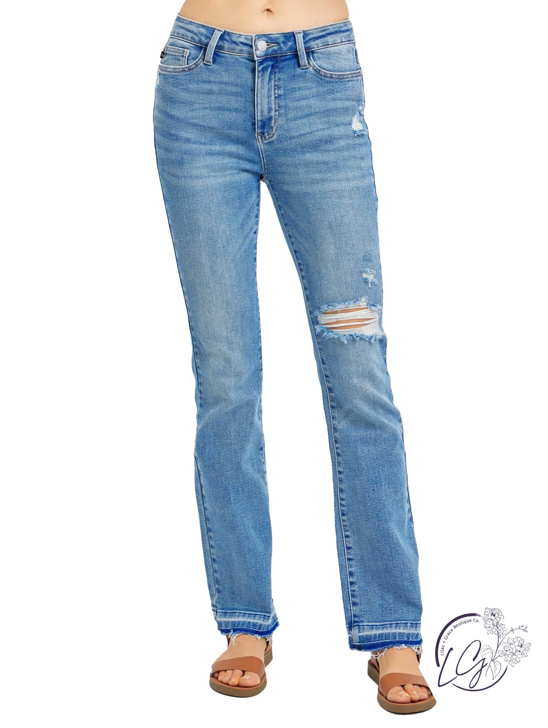 Daisey Mid Rise Distressed Bootcut by Judy Blue