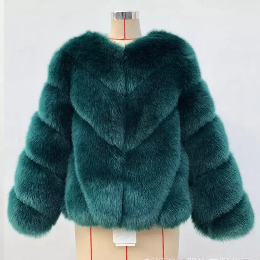 Dallas Diagonal Panel Faux Fur Jacket