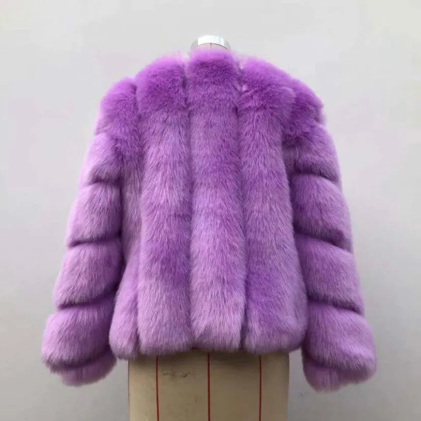 Dallas Diagonal Panel Faux Fur Jacket