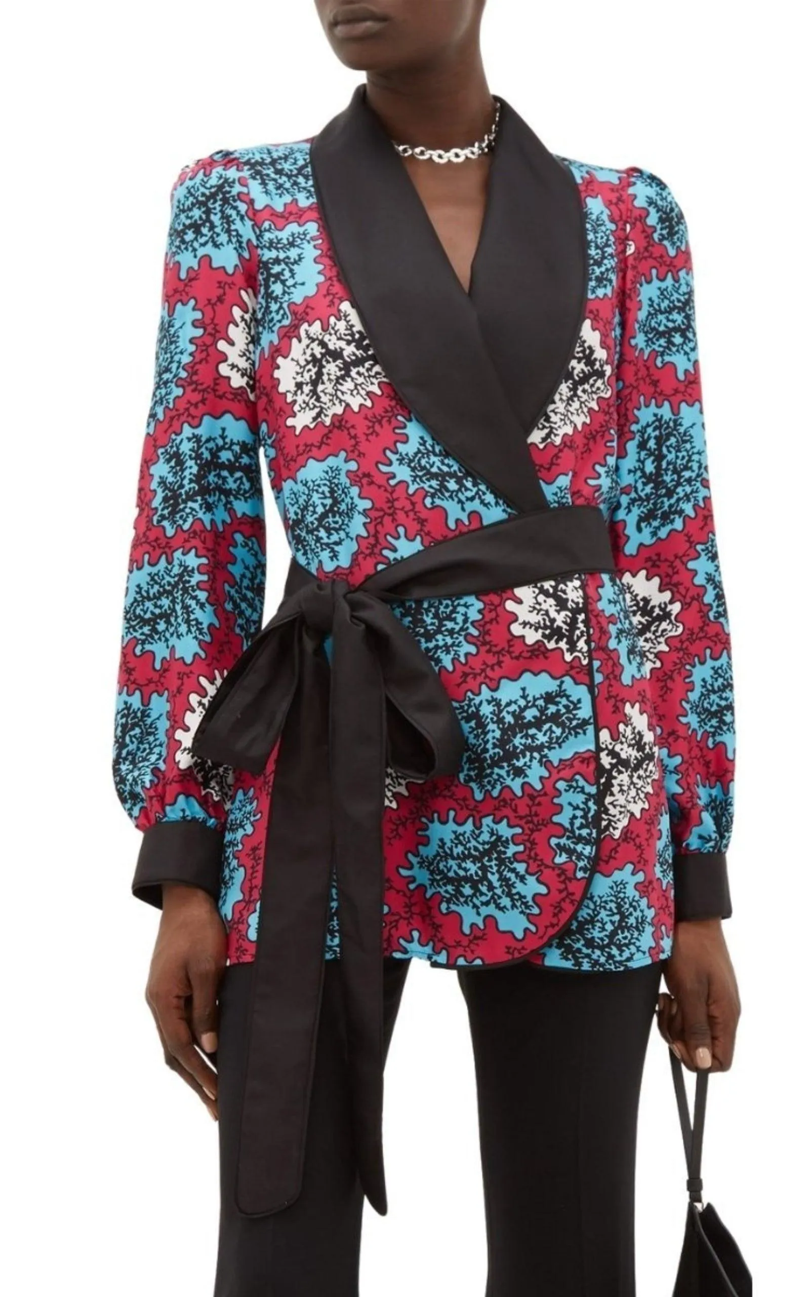 Darcy Coral Print Silk Jacket