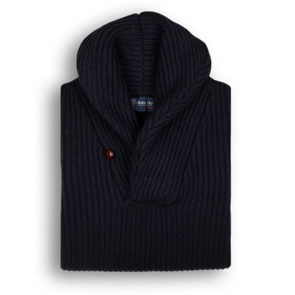 Dark Navy Torridon 8Ply Cashmere Shawl Collar Pullover