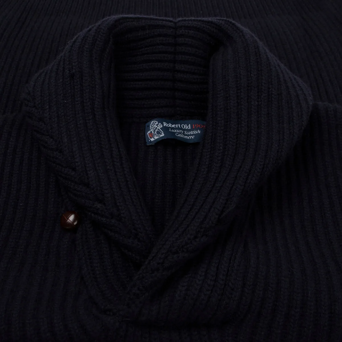 Dark Navy Torridon 8Ply Cashmere Shawl Collar Pullover