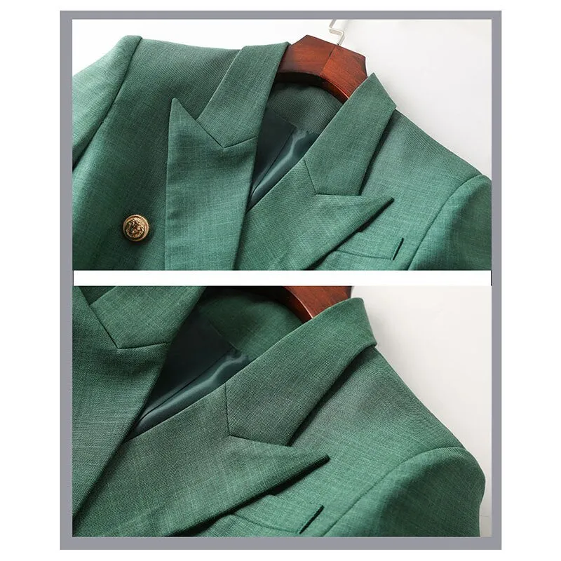 Decorative Buttons Double-Breasted Blazer