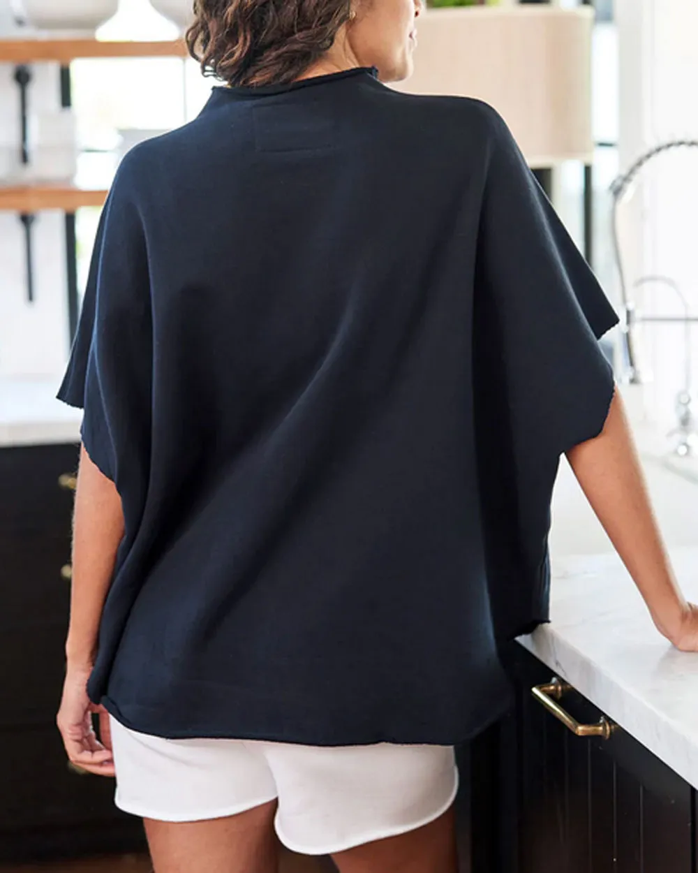 Denim Blue Funnel Neck Capelet