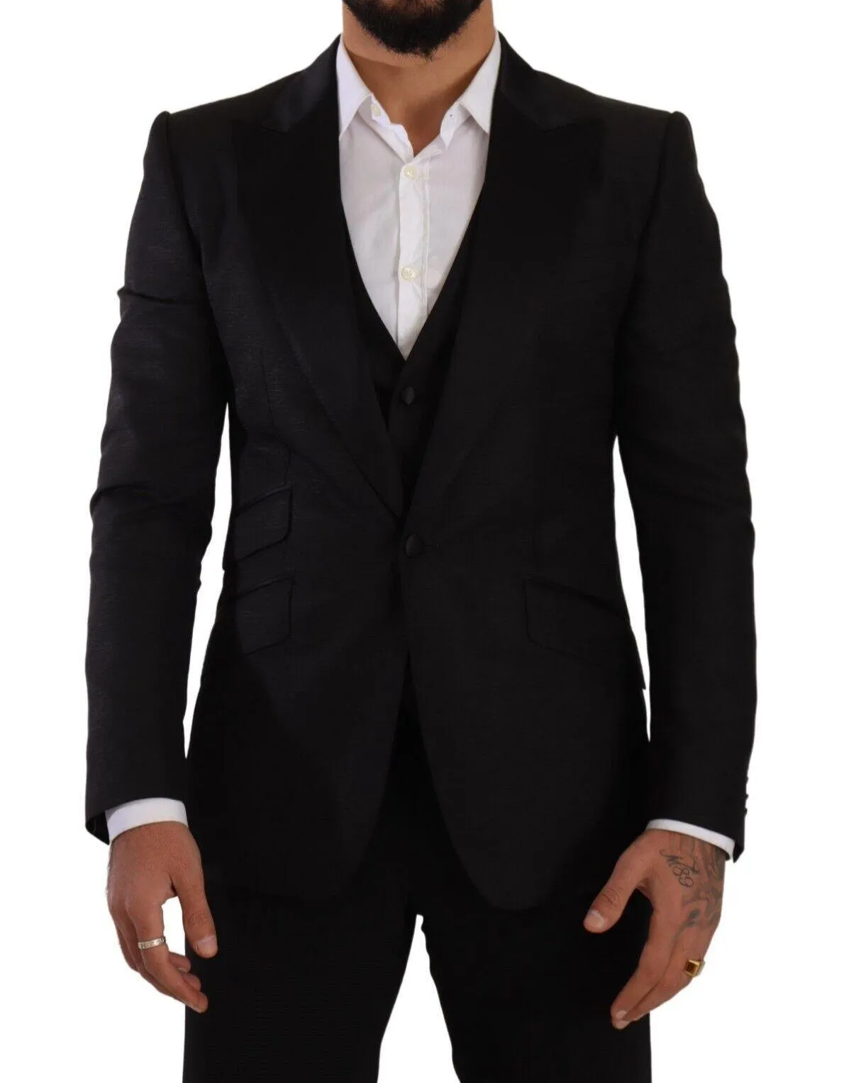 Dolce & Gabbana Black Slim Fit 2 Piece SICILIA Blazer