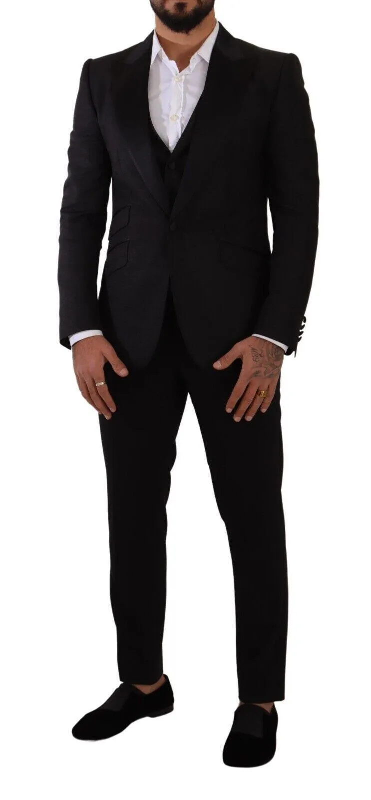 Dolce & Gabbana Black Slim Fit 2 Piece SICILIA Blazer