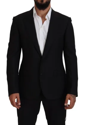 Dolce & Gabbana Black Wool Stretch Slim Fit Jacket  Blazer