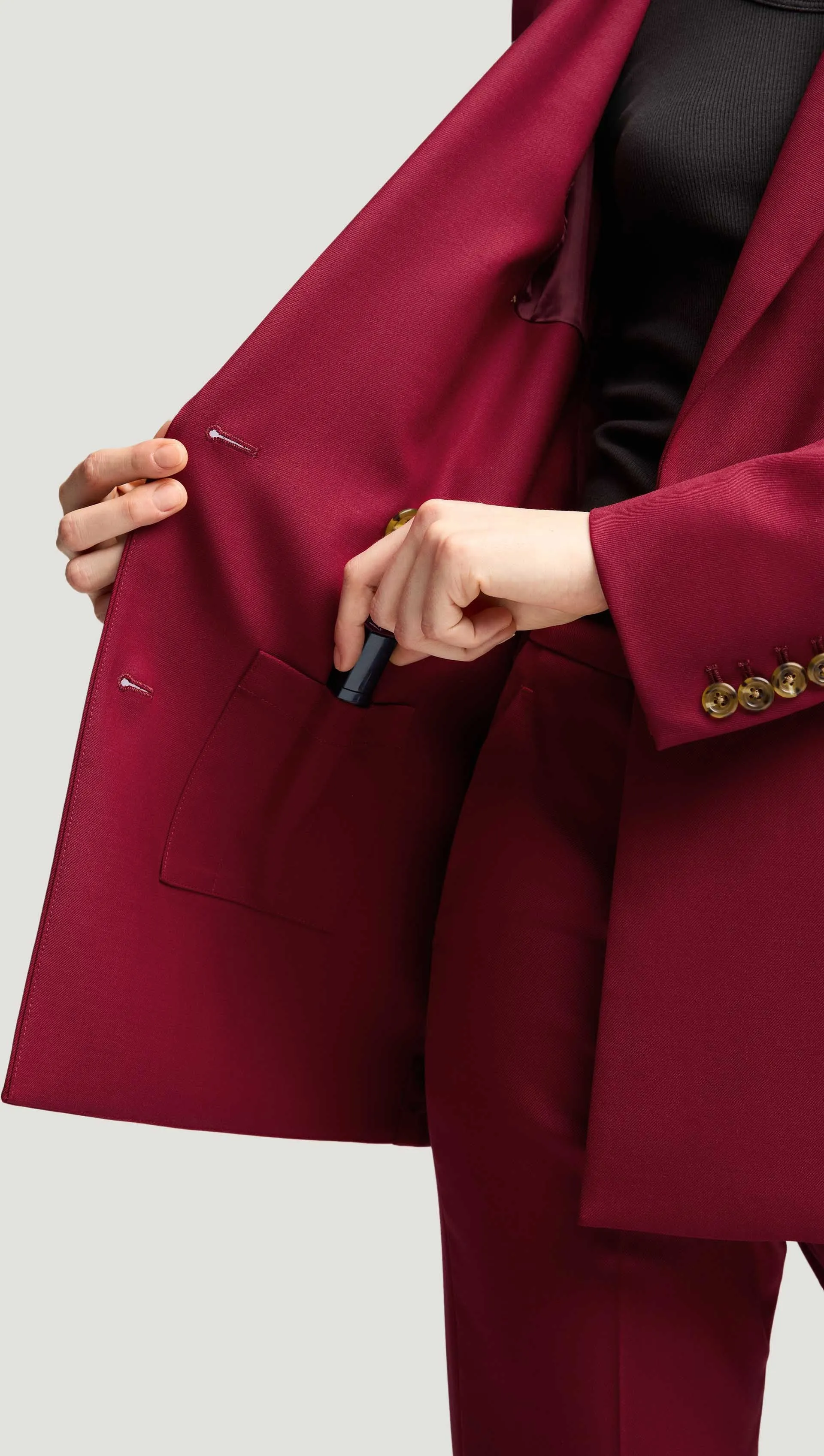 Double-Breasted Blazer in Seasonless Wool | Burgundy