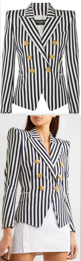 Double-Breasted Striped Blazer