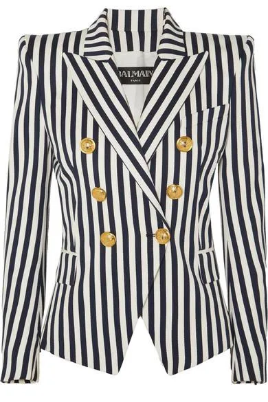 Double-Breasted Striped Blazer