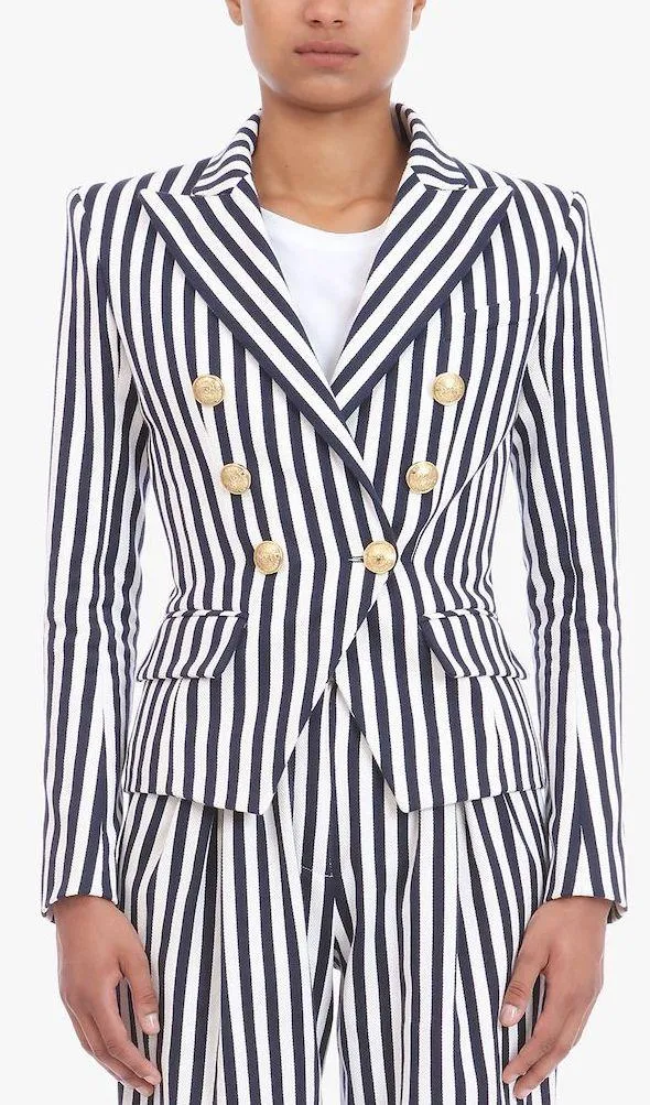 Double-Breasted Striped Blazer