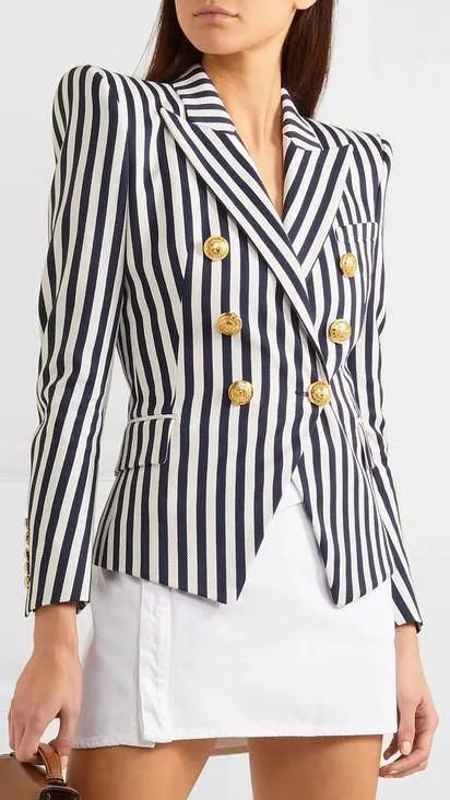 Double-Breasted Striped Blazer