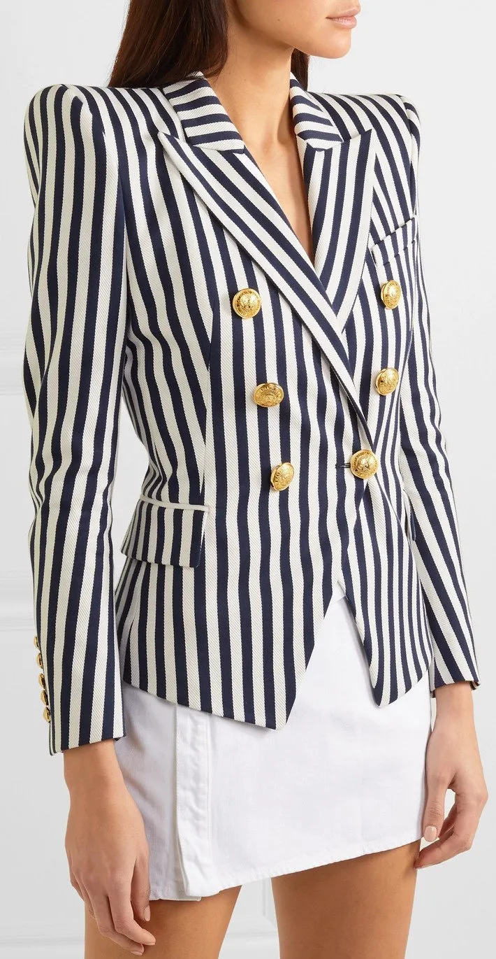 Double-Breasted Striped Blazer