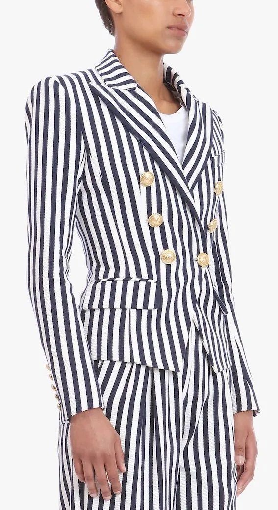 Double-Breasted Striped Blazer