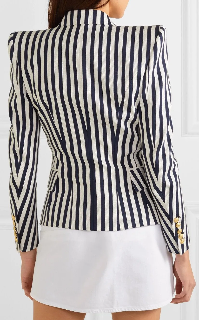 Double-Breasted Striped Blazer