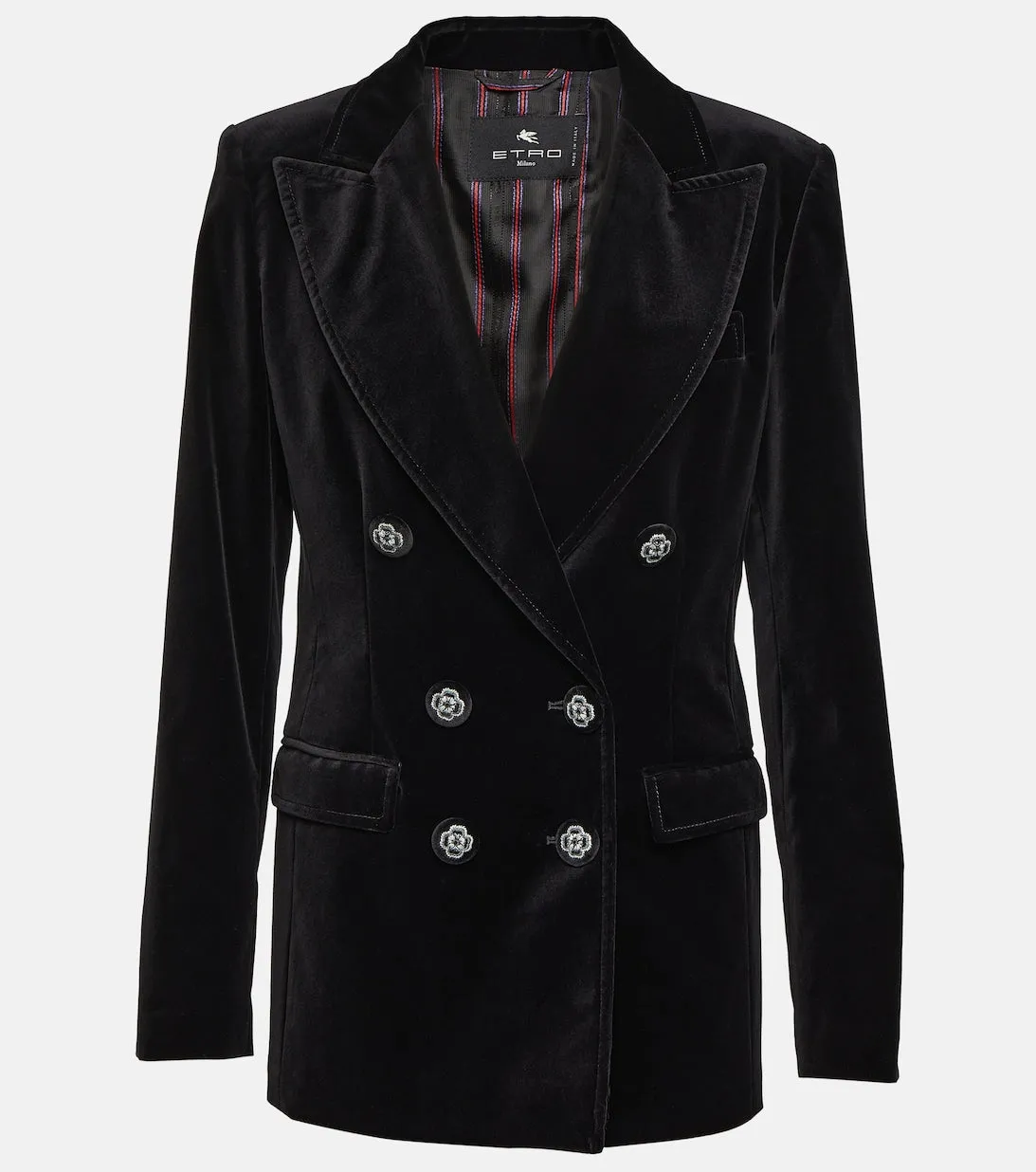 ETRO double-breasted velvet blazer, black