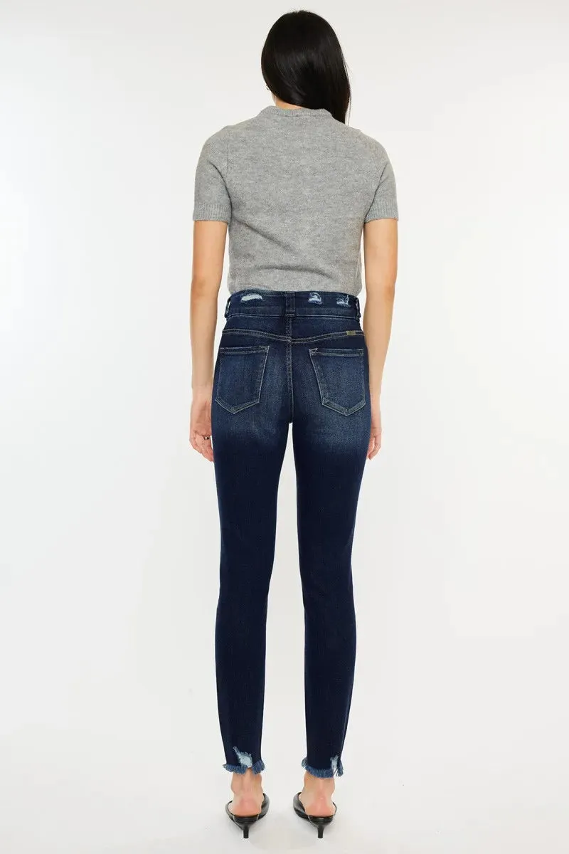 Full Size Cat's Whiskers Raw Hem High Waist Jeans