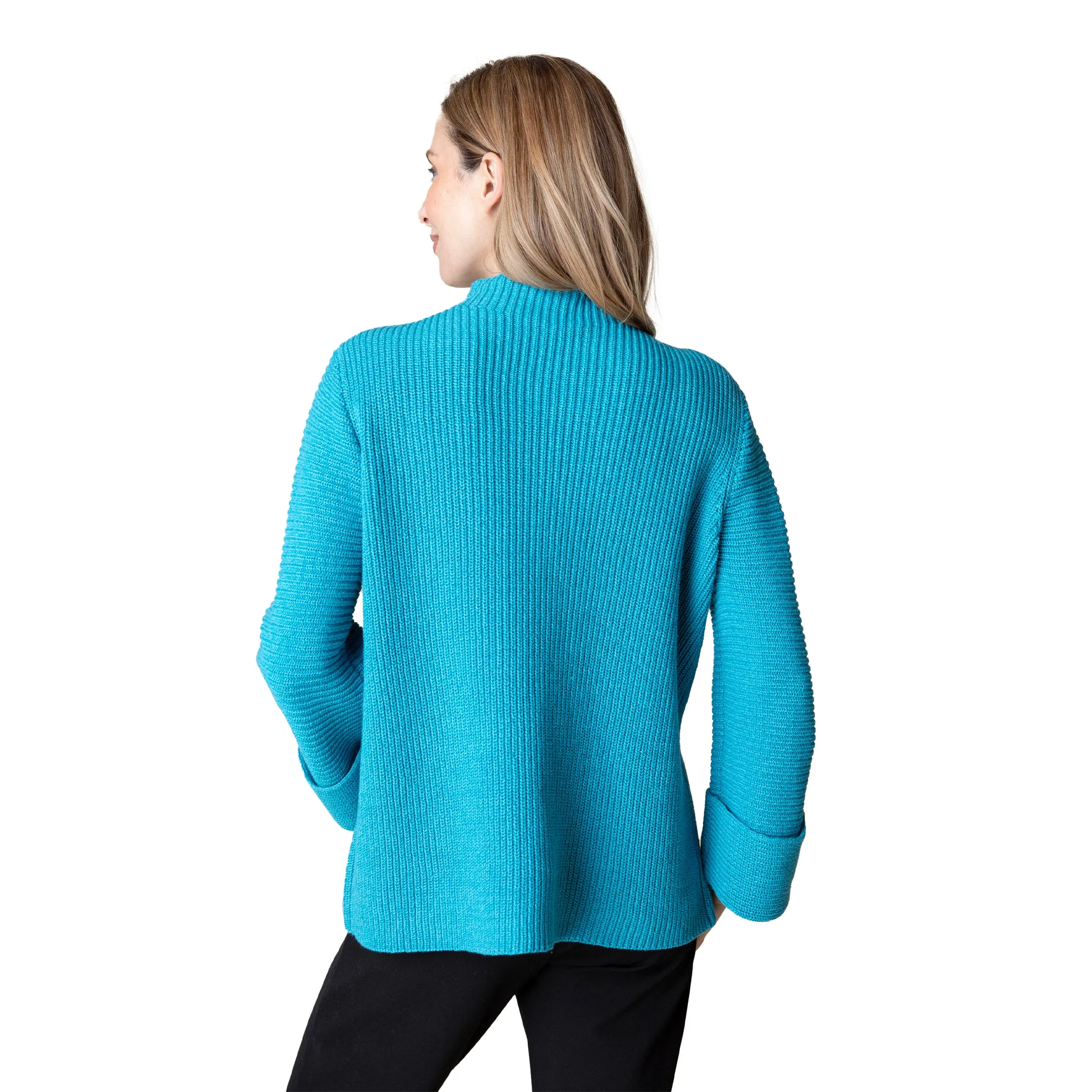 Habitat Cotton Shaker Funnel Neck Tunic Sweater in Pear - 87415-PR