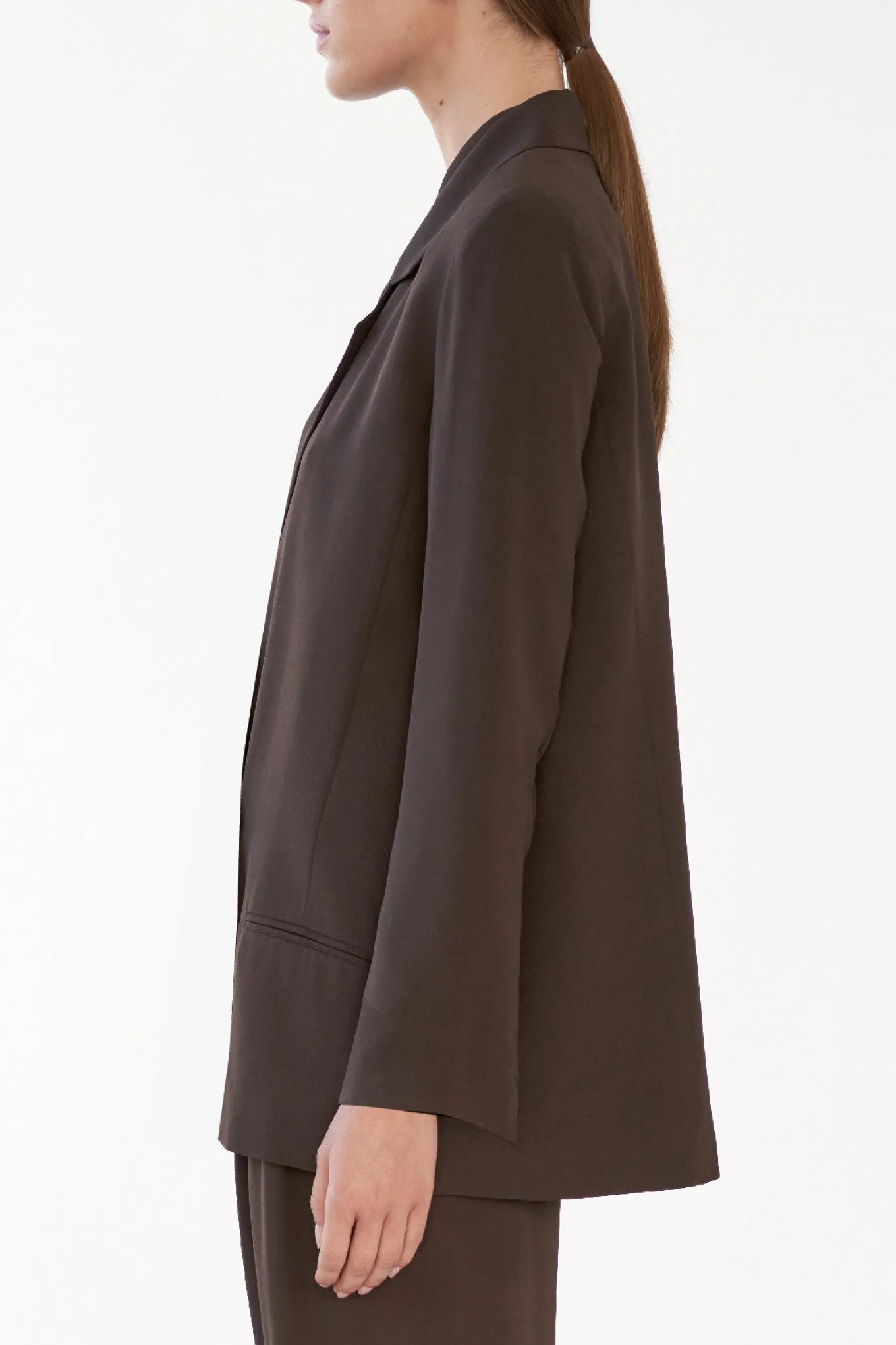 HARPERS BLAZER - DARK BROWN - SILK