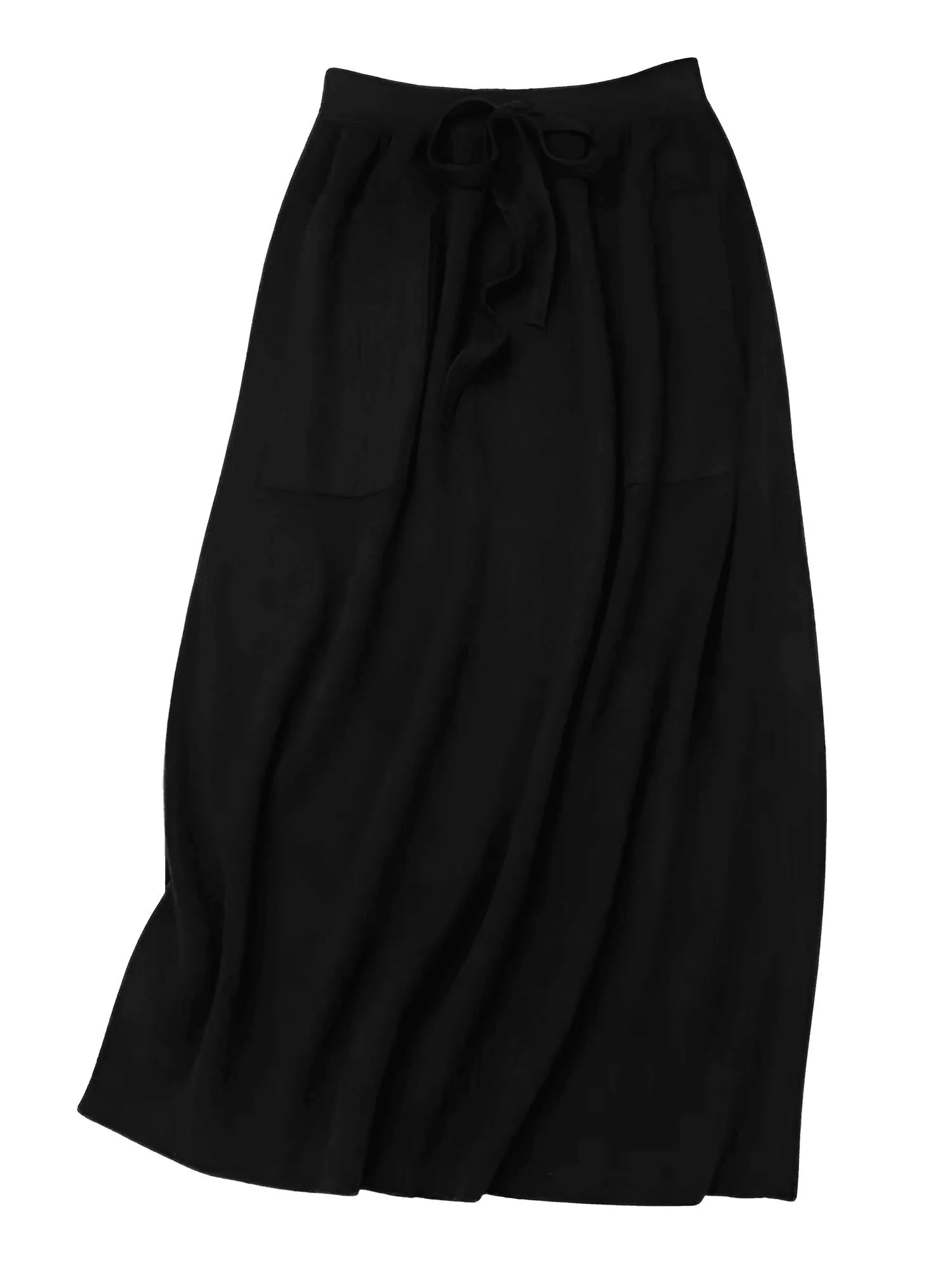 High Waist Cashmere Wool Long Skirt With Pockets