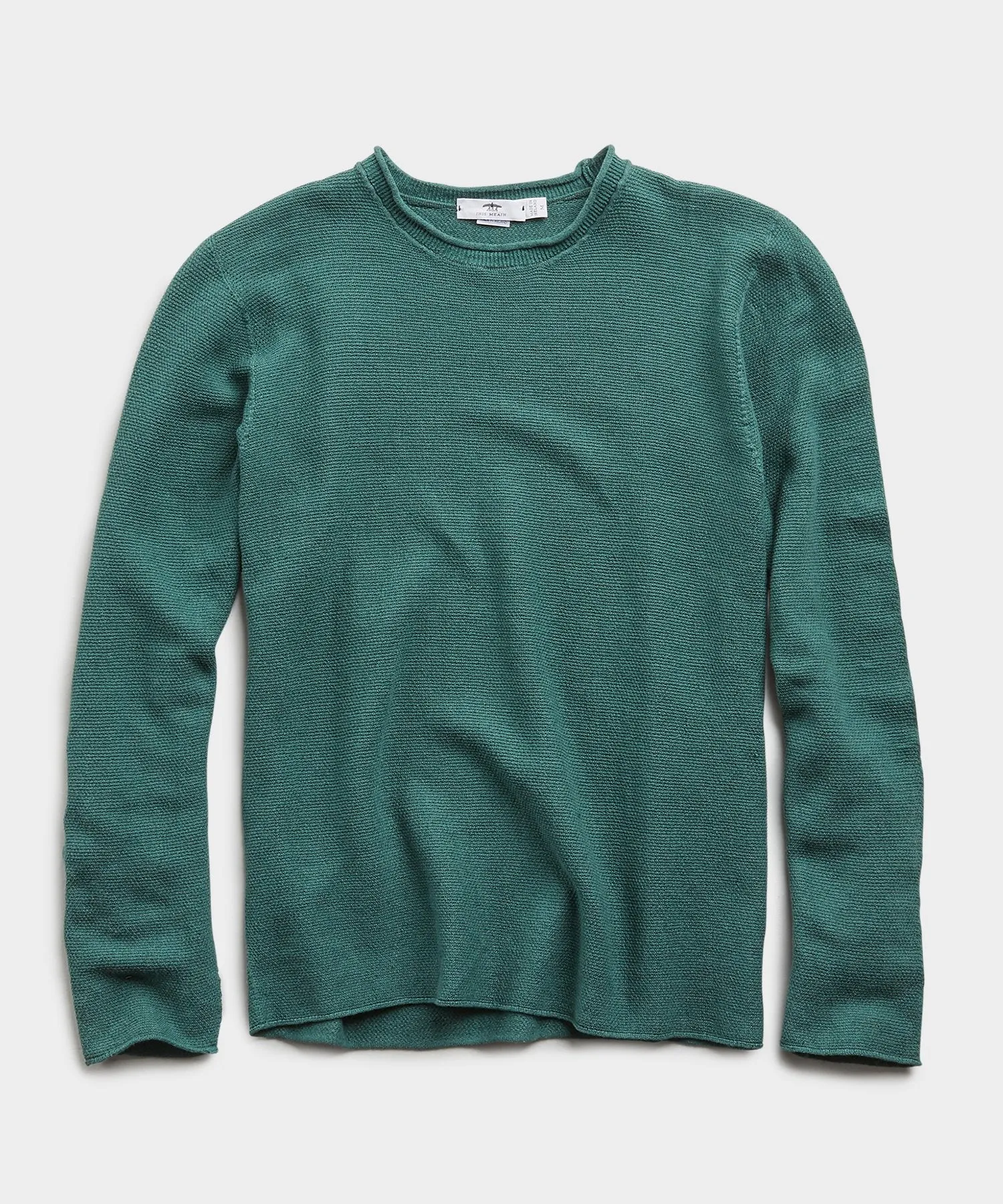 Inis Meain Mock Neck Linen Sweater in Emerald