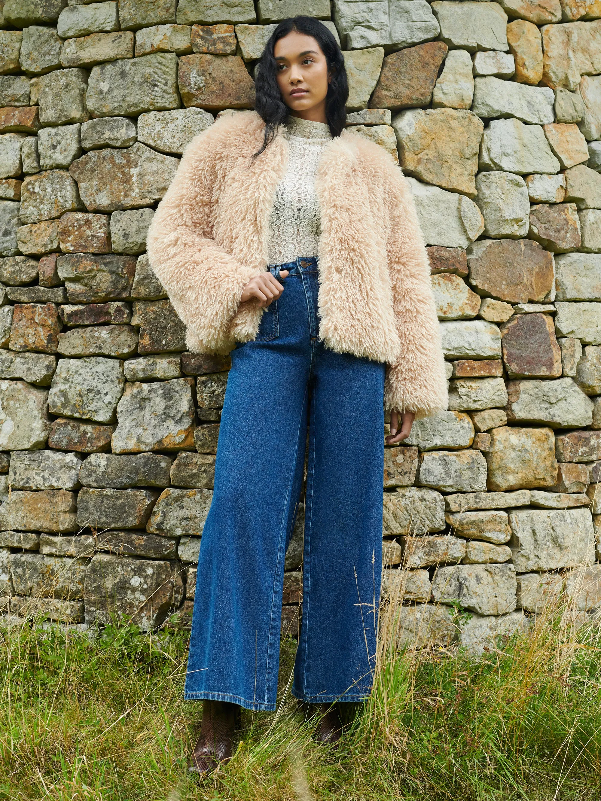 Issy Beige Faux Fur Jacket