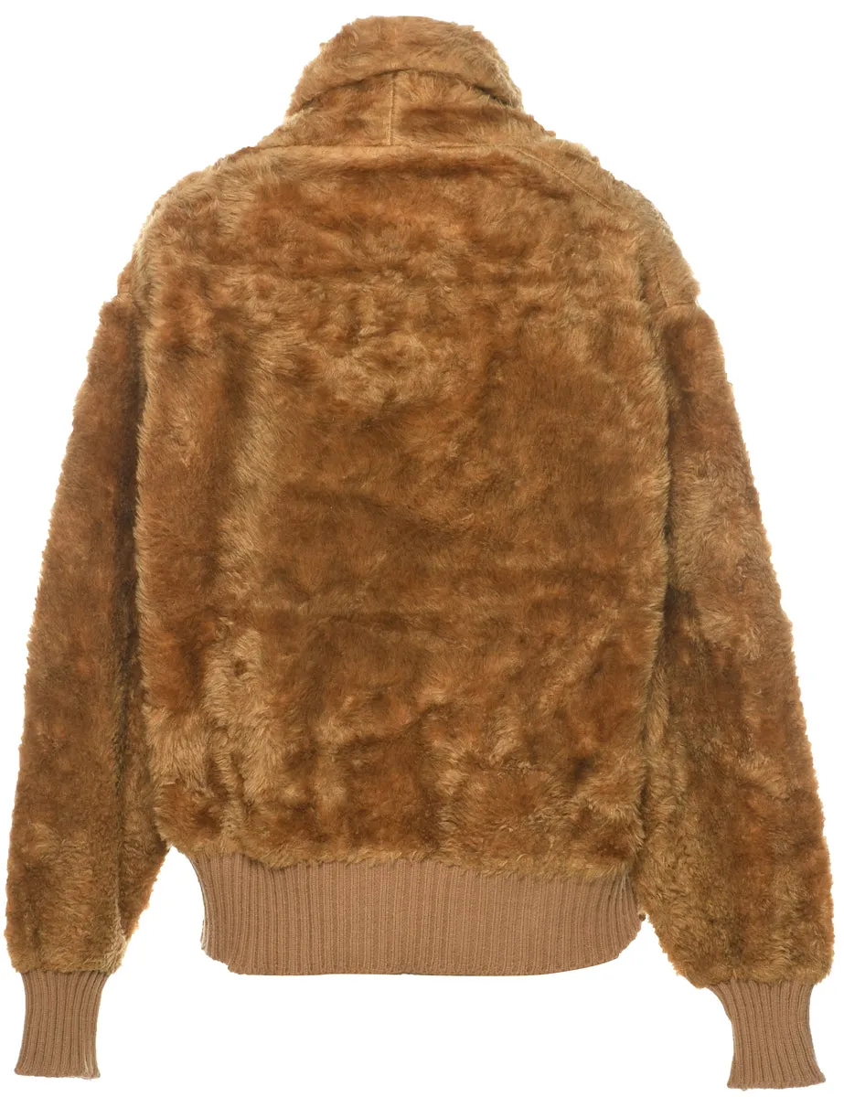 Light Brown Faux Fur Coat - L