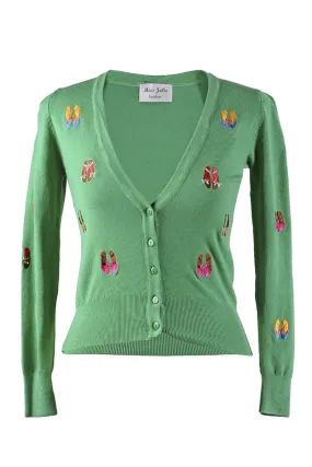 LONDON BALLERINA Green Fitted Cardigan