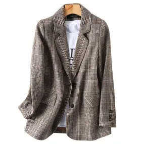 Long Sleeved Loose Mid-Length Blazer Suit Jacket