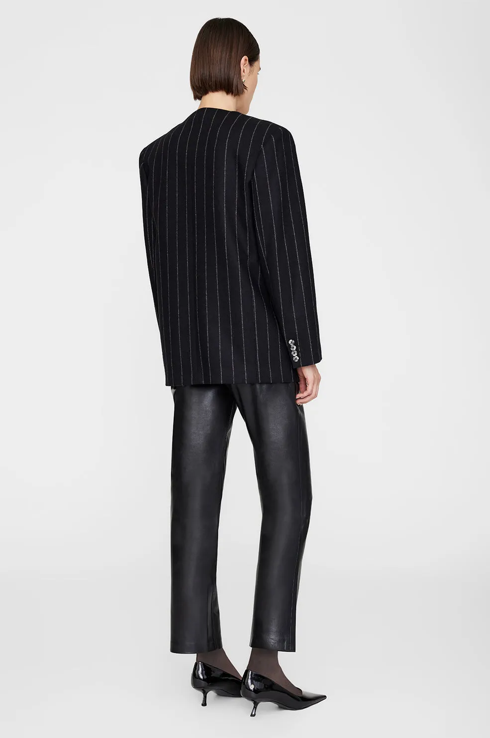 Maron Blazer - Dark Grey Pinstripe