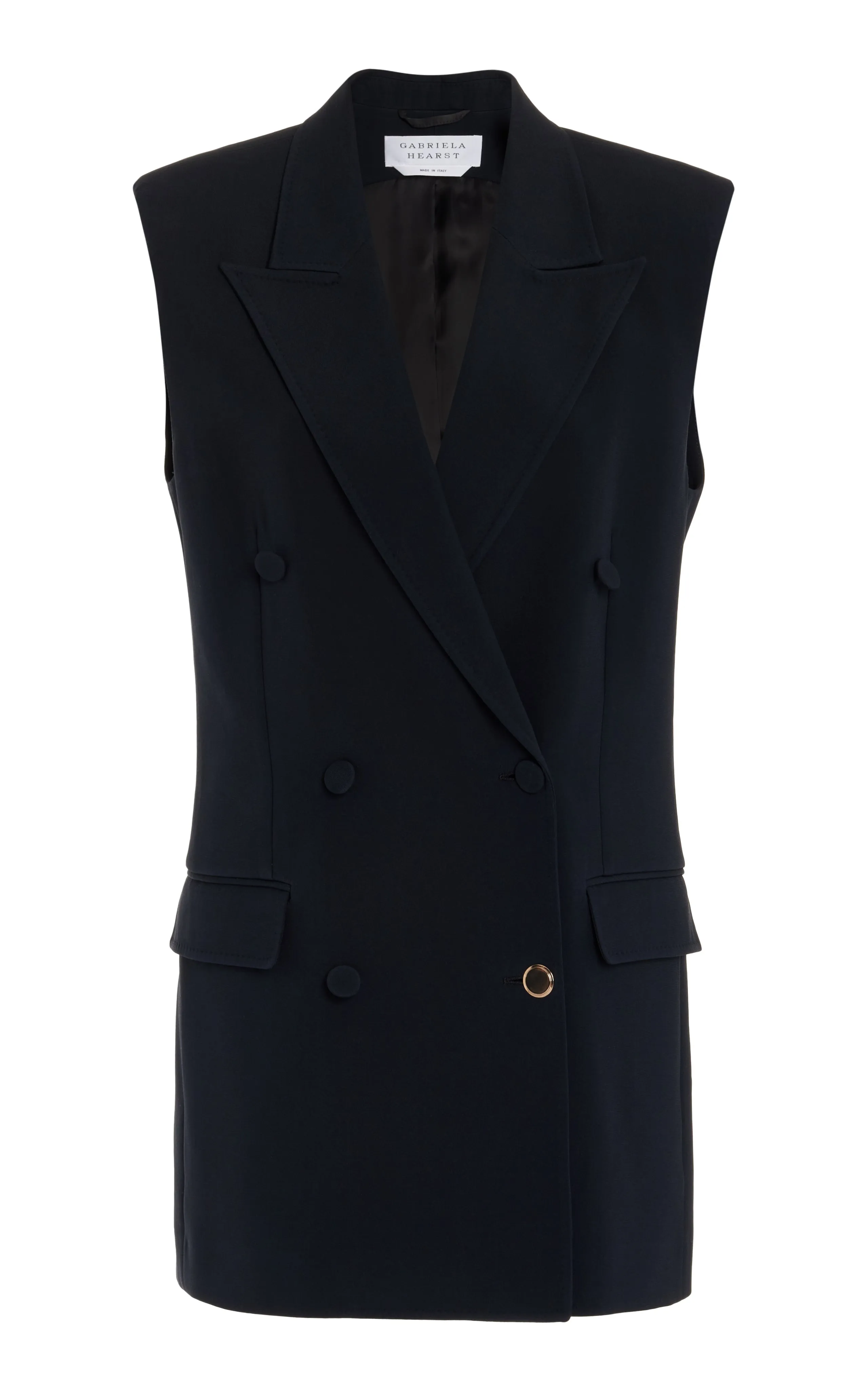 Mayte Vest in Black Silk Wool Cady