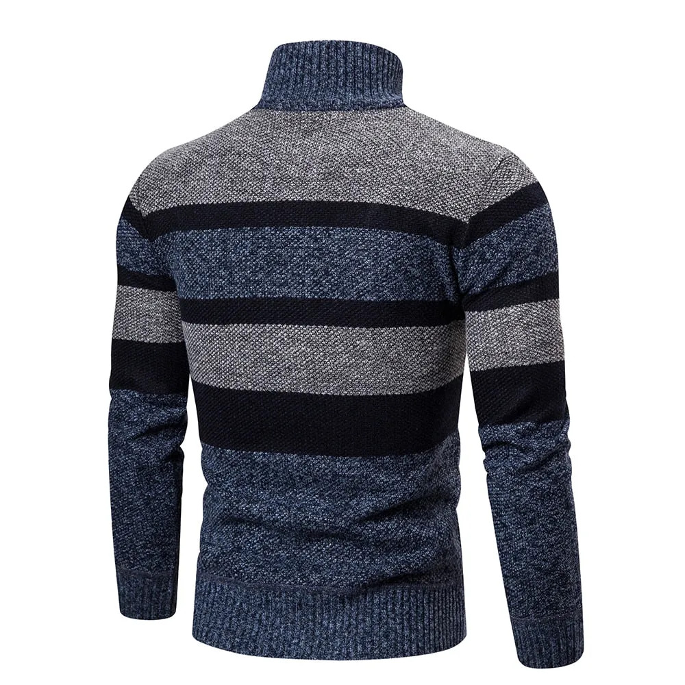 Men Sweaters Jackets Coats Striped Knitted Cardigan Slim Fit Sweaters Coat