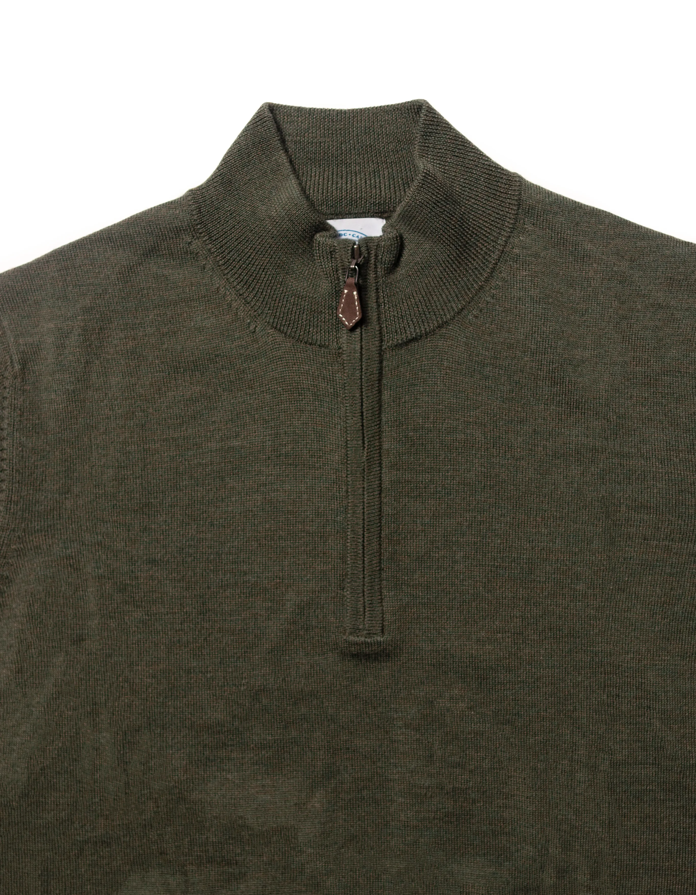 MERINO WOOL QUARTER ZIP UP - OLIVE