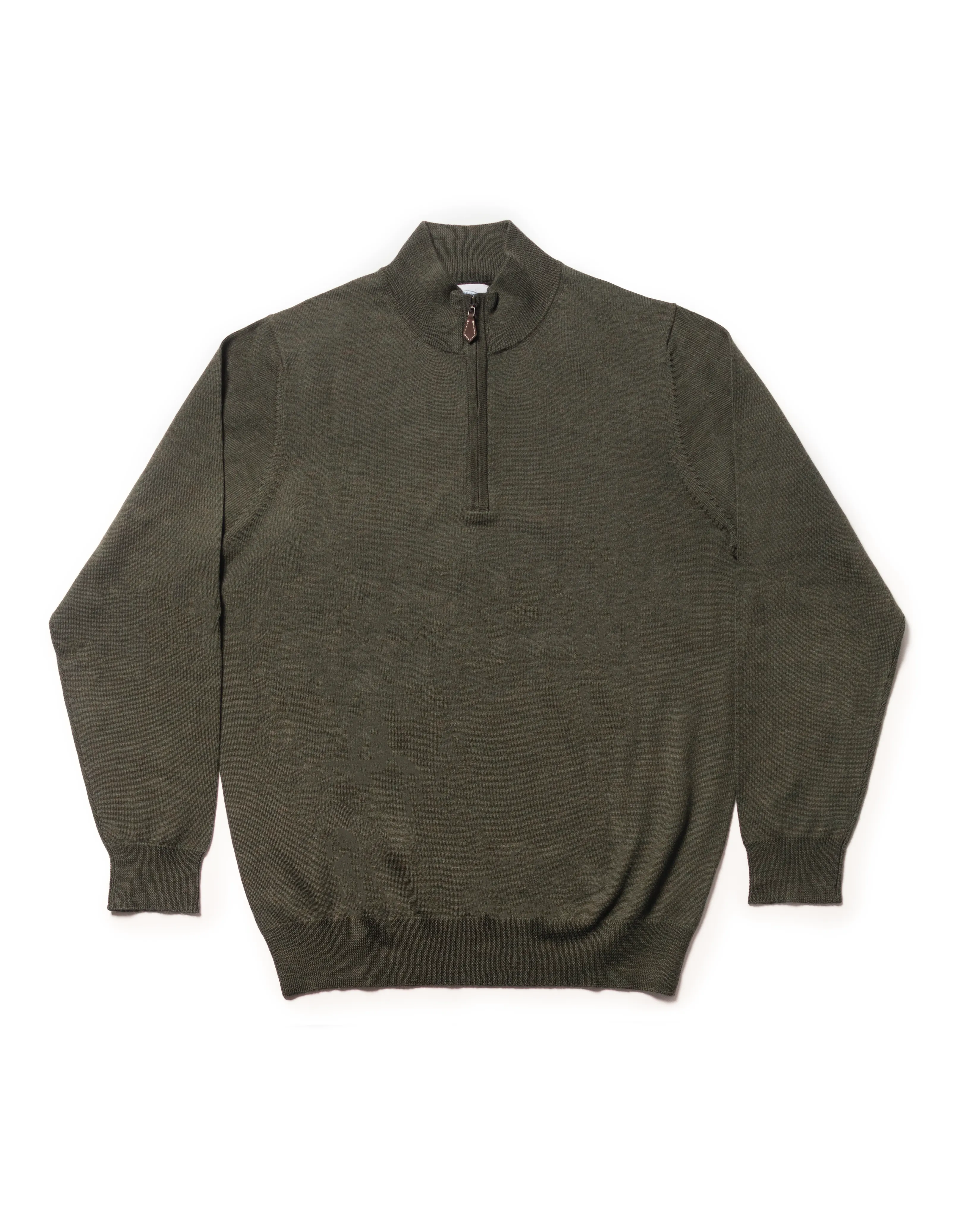 MERINO WOOL QUARTER ZIP UP - OLIVE