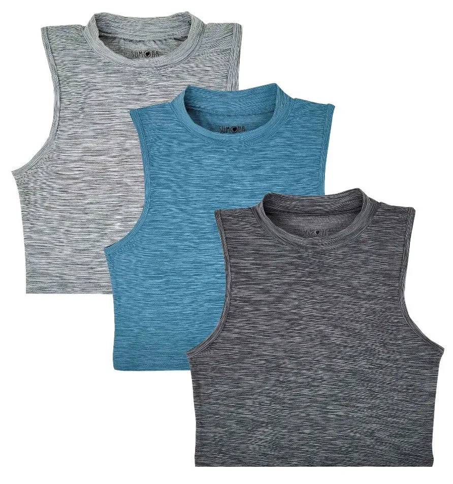 Mock Neck Crop Top | Everyday Quick-dry Yoga | Womens (3 Pack)