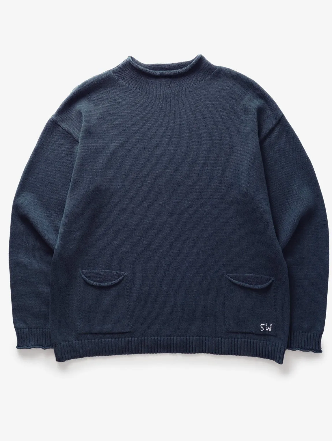 Mock Smock Sweater in Navy